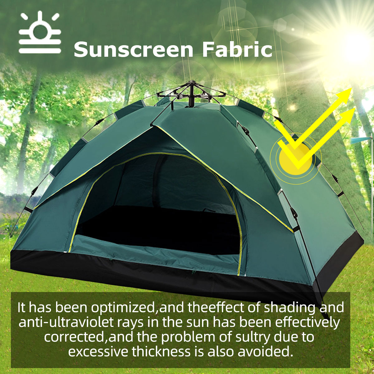 Cheap Goat Tents 3 4 Person Automatic Opening up Tent Camping Tent Easy Instant Setup Protable Backpacking for Sun Shelter Travelling Hiking   